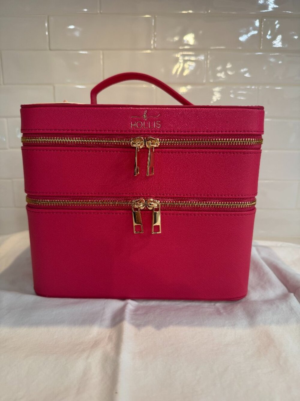 Hollis Hot Pink Glamour Stack Makeup Bag